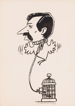 Jacek Fedorowicz (ur. 1937, Gdynia), Wałęsa na uwięzi, ilustracja satyryczna, 1982