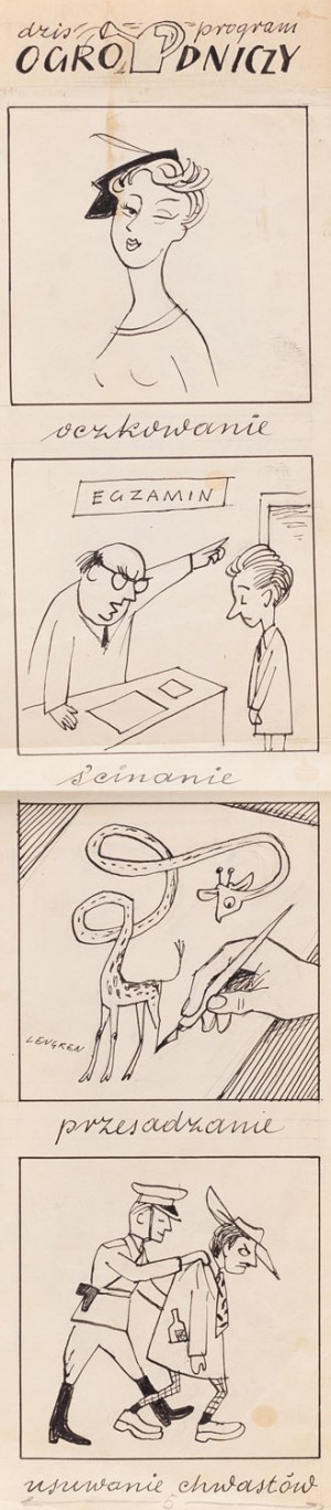 Zbigniew Lengren (1919 Tuła, Rosja - 2003 Warszawa), Program ogrodniczy, ilustracja satyryczna