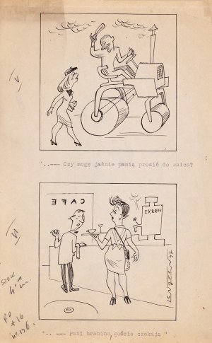 Zbigniew Lengren (1919 Tuła, Rosja - 2003 Warszawa), Dwie scenki, ilustracje satyryczne, 1947
