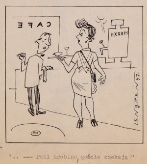 Zbigniew Lengren (1919 Tuła, Rosja - 2003 Warszawa), Dwie scenki, ilustracje satyryczne, 1947