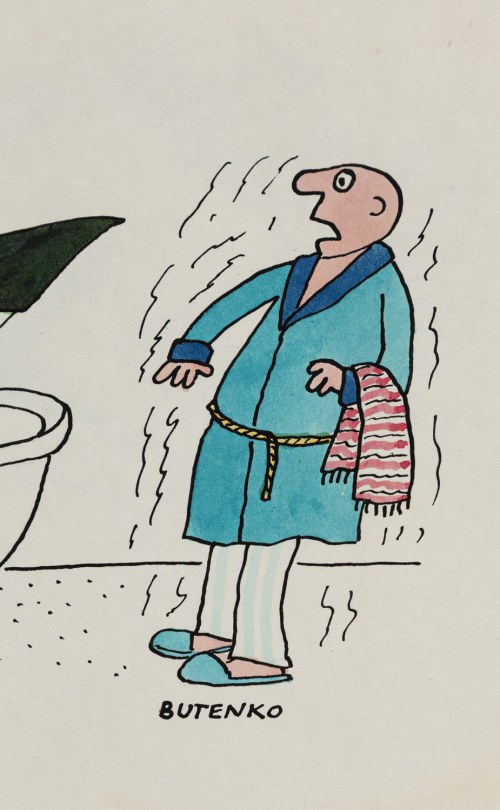 Bohdan Butenko (1931 Bydgoszcz - 2019 ), Kąpiel, ilustracja satyryczna