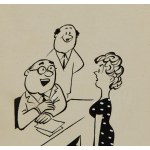 Gwidon Miklaszewski (1912 Berlin - 1999 Warszawa), - Szkoda, że pani od nas odchodzi - pani ortografia dawała nam dużo radości!, ilustracja satyryczna