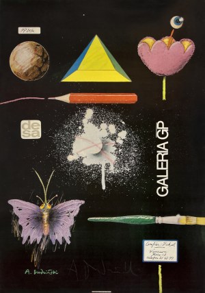 proj. Andrzej DUDZIŃSKI (1945 - 2023), GALERIA GP, Graphics and Poster, Warsaw. Autographed poster.