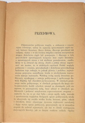 PILAT Roman - O literaturze politycznéj Sejmu Czteroletniego. Kraków 1872.