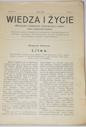 WIELHORSKI Wladyslaw - Lithuania. Wiedza i Życie. May 1926.