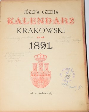 Kalendarz Krakowski Józefa Czecha na rok 1891.