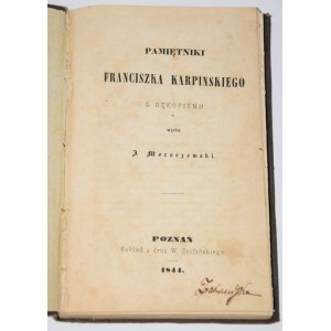KARPIŃSKI Franciszek - Pamiętniki. Wydanie 1. Lwów 1844.