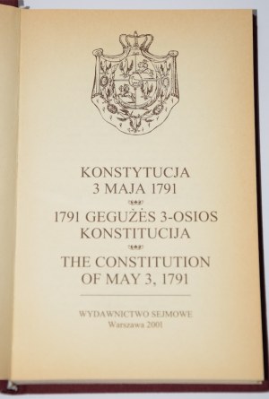 Ústava ze dne 3. května 1791. 1791 Gegužės 3-osios Konstitucija. Ústava 3. května 1791. vědecký úvod J. Bardacha.
