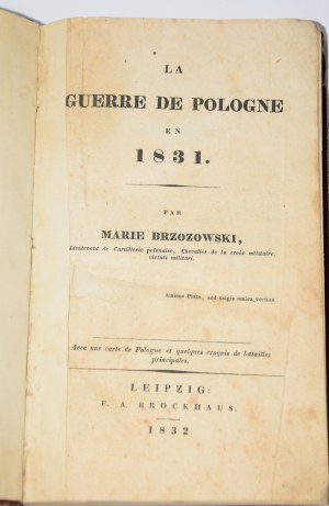[unique 1st edition!] BRZOZOWSKI Marie - La guerre de Pologne en 1831.