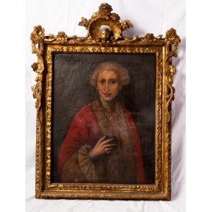Portrait of Charles III second half of the 18th century oil painting on canvas 78 x 62 cm in a contemporary frame in gilded wood and carved with floral motifs. State of conservation: fair, abrasions on the painted surface., Portrait of Charles III second 