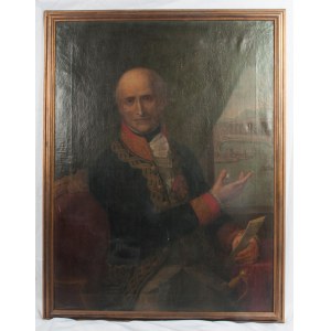 Portrait of the Governor of Messina late 18th early 19th century oil painting on canvas 100 x 75 cm in frame. Condition: several spots of paint loss and two old hole repairs., Portrait of the Governor of Messina late 18th early 19th century oil painting o