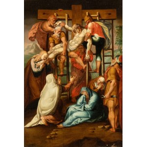 Deposition of Christ from the Cross Oil on canvas cm. 31x22,5. With frame frame dimensions cm. 53.5x44x5 approx., Deposition of Christ from the Cross Oil on canvas cm. 31x22,5. With frame frame dimensions cm. 53.5x44x5 approx.