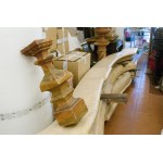 Wooden balustrade 18th century 3.30 x 82 cm composed of two curvilinear elements, each of which has a stepped base tapering towards the top with a projecting central part. The head is also curvilinear with an owl&#39;s beak frame and a central prominence.