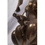 Votive lamp in suspension 19th century 60 x 30 cm made of brass, two-element body with pods. State of conservation: broken parts, Votive lamp in suspension 19th century 60 x 30 cm made of brass, two-element body with pods. State of conservation: broken pa