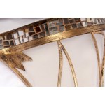 Lot of eight wall sconces second half of the 20th century of which: four two-light crystal and brass lamps, two three-light gilded bronze lamps with palmette decorations and two drop-shaped brass lamps. State of preservation: very good., Lot of eight wall