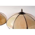 Pair of brass and resin lamps second half of the 20th century 44 x 15 cm Tiffany model 1900, Pair of brass and resin lamps second half of the 20th century 44 x 15 cm Tiffany model 1900