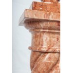 Bell vase with twisted column as a base 20th century vase 34 x 42 x 19 cm; total 115 x 24 cm in pink Verona marble. State of preservation: very good, Bell vase with twisted column as a base 20th century vase 34 x 42 x 19 cm; total 115 x 24 cm in pink Vero