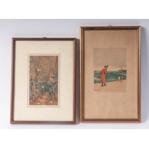 Lot of two watercolors on paper First half of the 20th century 14 x 10 cm; 16 x 9.5 cm in frame. Very good state of preservation, Lot of two watercolors on paper First half of the 20th century 14 x 10 cm; 16 x 9.5 cm in frame. Very good state of preservat