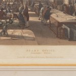 Lot of four multiples on paper with interior views late 19th century early 20th century with different subjects and sizes in a golden frame. State of preservation: good., Lot of four multiples on paper with interior views late 19th century early 20th cent