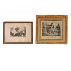 Lot of five multiples on paper with different subjects and sizes 19th/20th century in frame. State of preservation: overall good, small stains and blemishes., Lot of five multiples on paper with different subjects and sizes 19th/20th century in frame. Sta