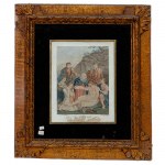 Lot of two multiples on paper with different sizes and subjects 19th/20th century within frame. State of conservation: stains and colour losses., Lot of two multiples on paper with different sizes and subjects 19th/20th century within frame. State of cons