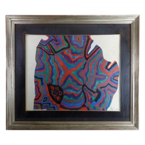 Abstract, multiple on paper applied on canvas 1968 51 x 63 cm in frame signed, dated and numbered on the lower right side. State of conservation: stains and gore on the paper, Abstract, multiple on paper applied on canvas 1968 51 x 63 cm in frame signed, 