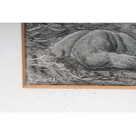 Illustration from the Divine Comedy with Dante and Charon multiple on paper in off set 30 x 24 cm framed, signed. State of preservation: very good, Illustration from the Divine Comedy with Dante and Charon multiple on paper in off set 30 x 24 cm framed, s