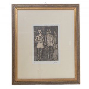 Couple of girls, multiple on paper 24 x 17 cm signed and numbered in frame. Good state of preservation., Couple of girls, multiple on paper 24 x 17 cm signed and numbered in frame. Good state of preservation.