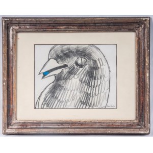 Pigeon head, multiple on paper 21 x 27 cm signed in frame. State of preservation: very good, Pigeon head, multiple on paper 21 x 27 cm signed in frame. State of preservation: very good