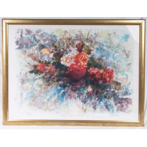 Vase with flowers, multiple on paper 60 x 80 cm signed, dated, numbered 50/50, dedicated in frame. State of preservation: very good, Vase with flowers, multiple on paper 60 x 80 cm signed, dated, numbered 50/50, dedicated in frame. State of preservation: 