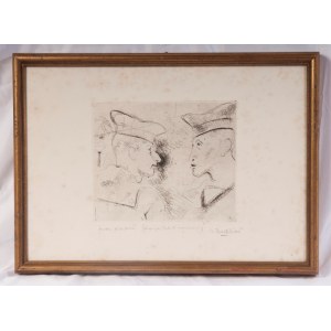 Study for sailors&#39; heads multiple on paper 21 x 24.5 cm signed and titled in frame. State of preservation: very good, Study for sailors&#39; heads multiple on paper 21 x 24.5 cm signed and titled in frame. State of preservation: very good