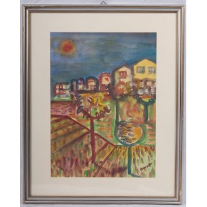 Cityscape Watercolor on paper, 39 x 28 cm signed in frame. With authentication from the Fauni gallery in Rome, signed by the artist. State of preservation: very good, Cityscape Watercolor on paper, 39 x 28 cm signed in frame. With authentication from the 