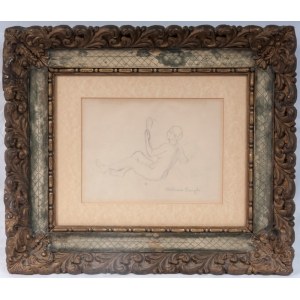 Female Nude with Mirror Pencil on paper 16 x 21 cm signed in frame. With declaration of authenticity on photo. State of preservation: very good, Female Nude with Mirror Pencil on paper 16 x 21 cm signed in frame. With declaration of authenticity on photo.
