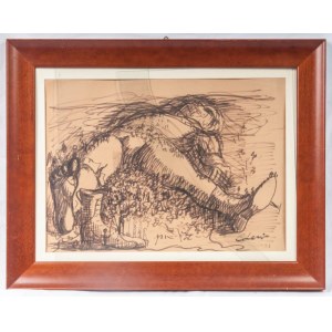 Gulliver 1948 Marker on paper 32 x 44 cm signed, dated in frame. On the back with a declaration of ownership to the author&#39;s collection. Condition: very good, broken glass, Gulliver 1948 Marker on paper 32 x 44 cm signed, dated in frame. On the back w