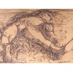 Gulliver 1948 Marker on paper 32 x 44 cm signed, dated in frame. On the back with a declaration of ownership to the author&#39;s collection. Condition: very good, broken glass, Gulliver 1948 Marker on paper 32 x 44 cm signed, dated in frame. On the back w