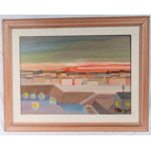 View of the port 1958 oil painting on canvas 50 x 70 cm signed and dated in frame State of preservation: good, View of the port 1958 oil painting on canvas 50 x 70 cm signed and dated in frame State of preservation: good