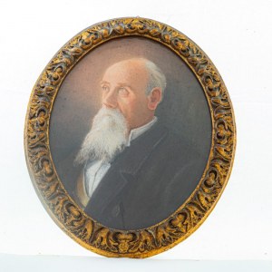 Portrait of an old man with a beard second half of the 19th century pastel on oval-shaped paper 54 x 43 cm within a contemporary gilded wooden frame. State of preservation: good., Portrait of an old man with a beard second half of the 19th century pastel 