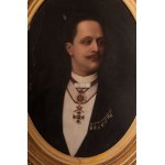 Male bust French school, second half of the 19th century oil painting on canvas 74 x 54 cm oval-shaped, signed in a contemporary triple-order gilded frame Condition: good with a hole and a loss, frame with minimal losses and wear., Male bust French school