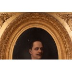 Male bust French school, second half of the 19th century oil painting on canvas 74 x 54 cm oval-shaped, signed in a contemporary triple-order gilded frame Condition: good with a hole and a loss, frame with minimal losses and wear., Male bust French school