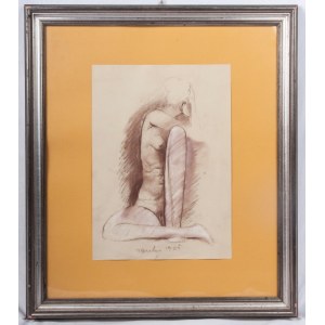 Nude woman 1985 Ołówek na papierze 49 x 34,5 cm oprawiony, sygnowany i datowany. Stan zachowania: bardzo dobry, Nude woman 1985 Ołówek na papierze 49 x 34,5 cm oprawiony, sygnowany i datowany. Stan zachowania: bardzo dobry