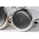 Tea and coffee service mid 20th century 14 x 11.5 cm maximum dimensions in silver metal. Elkington manufacture pcs.4 State of preservation: good, Tea and coffee service mid 20th century 14 x 11.5 cm maximum dimensions in silver metal. Elkington manufactur