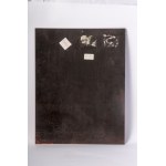 Untitled 1977 45 x 35 cm sculpture on brass plate worked with informal elements applied on red metal plate. Signed and dated author: Dina Cogolli. State of preservation: good., Untitled 1977 45 x 35 cm sculpture on brass plate worked with informal element