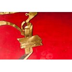 Untitled 1977 45 x 35 cm sculpture on brass plate worked with informal elements applied on red metal plate. Signed and dated author: Dina Cogolli. State of preservation: good., Untitled 1977 45 x 35 cm sculpture on brass plate worked with informal element