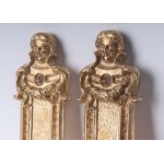 Lot of thirty-one door lock plates early 20th century 25 x 4.5 cm in rectangular bronze, ending with a male head. State of preservation: very good, Lot of thirty-one door lock plates early 20th century 25 x 4.5 cm in rectangular bronze, ending with a male