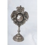 Monstrance with mirror late 19th century 31.5 x 16 cm in metal. State of preservation: good, Monstrance with mirror late 19th century 31.5 x 16 cm in metal. State of preservation: good