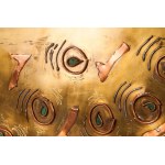 &quot;Moving Shapes No.2&quot; 1989 53.5 x 84.5 x 1.5 cm sculpture on brass plate with copper and steel applications fixed on plexiglass in frame. Signed and dated author: Dina Cogolli,Condition: good., &quot;Moving Shapes No.2&quot; 1989 53.5 x 84.5 x 1.