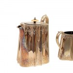 Tea and coffee service in Sheffield English stamps, early 20th century engraved parts of different sizes pcs.4 Condition: good. with minimal wear and tear as per use over time, Tea and coffee service in Sheffield English stamps, early 20th century engrave