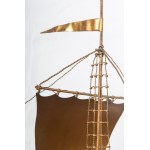 Triton supporting a boat, volume sculpture 78 x 50 x 20 cm on a quadrangular leaf-shaped base in gilded metal. Gift with signature and dedication 29 June 1901 Condition: good, minimal wear to the gilding as per use over time, Triton supporting a boat, vol