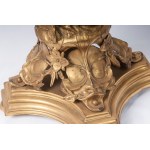 Triton supporting a boat, volume sculpture 78 x 50 x 20 cm on a quadrangular leaf-shaped base in gilded metal. Gift with signature and dedication 29 June 1901 Condition: good, minimal wear to the gilding as per use over time, Triton supporting a boat, vol