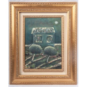 Night landscape &#39;71 oil painting on masonite 35 x 25 cm signed in frame. Signed and dated on the back State of preservation: very good, Night landscape &#39;71 oil painting on masonite 35 x 25 cm signed in frame. Signed and dated on the back State of 